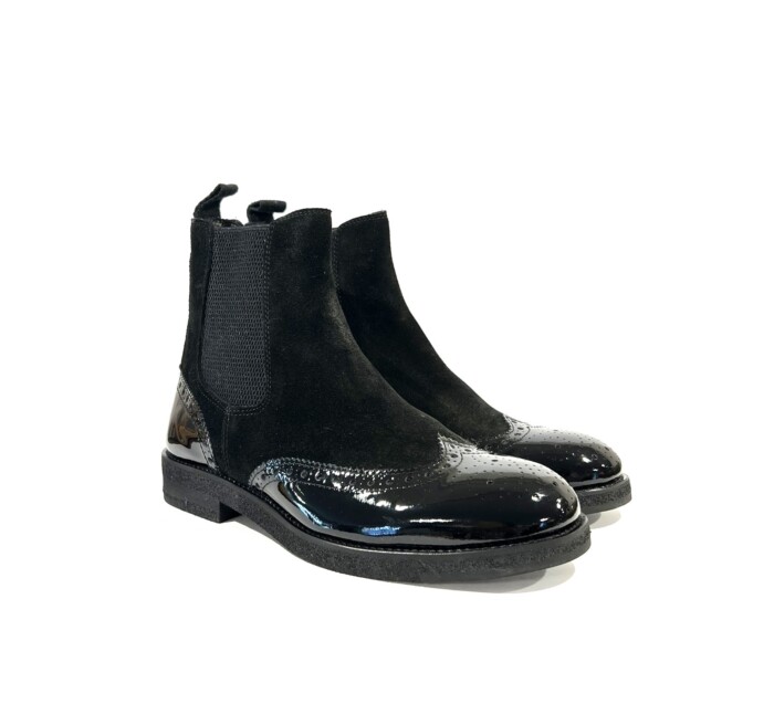 Wexford - Chelsea Boots Veloursleder Schwarz und Lackleder