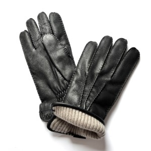 Herren-Handschuhe Schwarz Hirschleder - Restelli