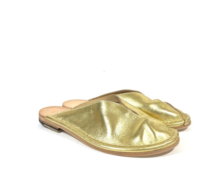 Damenschuhe- Slippers Punto Pigro Gold Leder