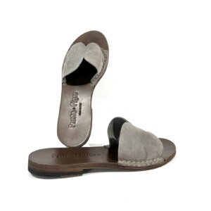 Damenschuhe Slippers Punto Pigro Veloursleder Grau