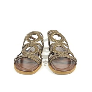 DAMENSANDALEN PONS QUINTANA BRONZE GEFLOCHTEN FLACH DAMENSCHUHE