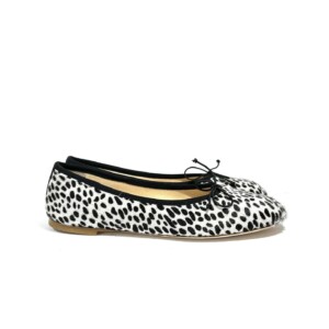 Lederballerinas mit Animalier Muster Schwarz Weiss Le Prosperine