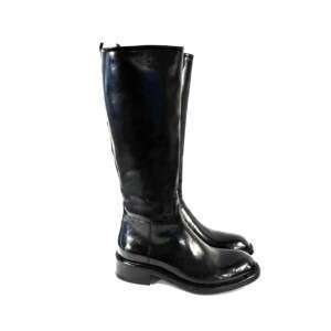 Klassischen Damen-Stiefel aus Leder Schwarz