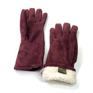 Damen-Handschuhe von Restelli aus Veloursleder Bordeaux und Lammfell
