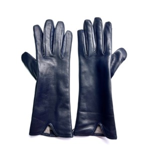 Damen-Handschuhe von Restelli aus dunkelblauem Leder