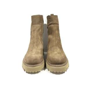 Caiman - Lammfell Boots Taupe - Veloursleder - Made in Italy - vorne.jpg