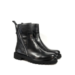 Caiman - Schwarze Lederboots 2 Zip - made in Italy - Seitlich.jpg