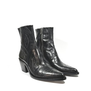 DUCANERO - SCHWARZE STIEFELETTE MIT NIENTE TEXAN-STYLE - SEITLICH