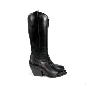 Elena Iachi -Texan Boots aus schwarzem Leder- Seite