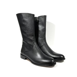 Schwarze Lederboots Midi - Caiman - Made in Italy - seitlich