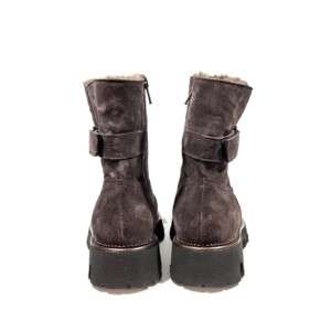 Caiman - Lammfellboots Velours Farbe Braun mit Zip