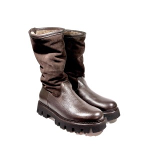 Lammfellboots Dunkelbraun Caiman-Damenschuhe