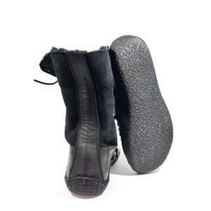 Schnürstiefelette PUNTO PIGRO Lammfell Schwarz - Damenschuhe