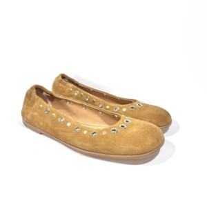 Damen-Leder-Ballerina Laura Bellariva - Veloursleder Cuoio