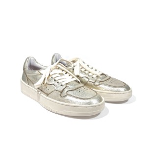 Damensneaker Platin aus Leder - Lemargo -Made in Italy