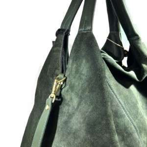 Hobo-Tasche Veloursleder - Grün - Laura Di Maggio - Made in Italy