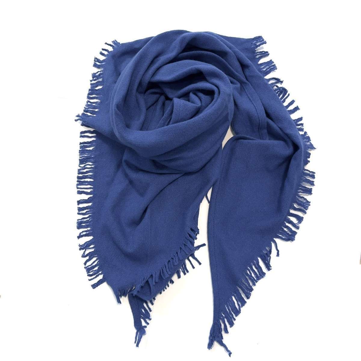 Kashmir-Wolle Schal BLUI-Made in Italy - blau