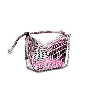 Mini-Tasche Fuchsia-Silber - -Giraffenmuster - Leder - Laura Di Maggio - Made in Italy.jpg