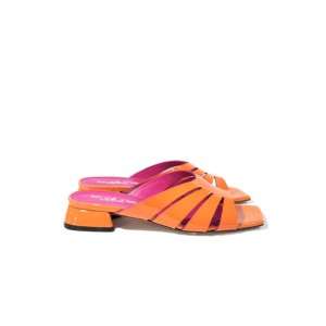 Pantoletten Orange Lackleder - EVALUNA