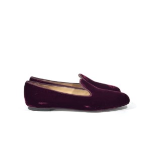 Slippers - Bordeaux - aus Samt mit Lederfutter und Ledersohle – Le Prosperine